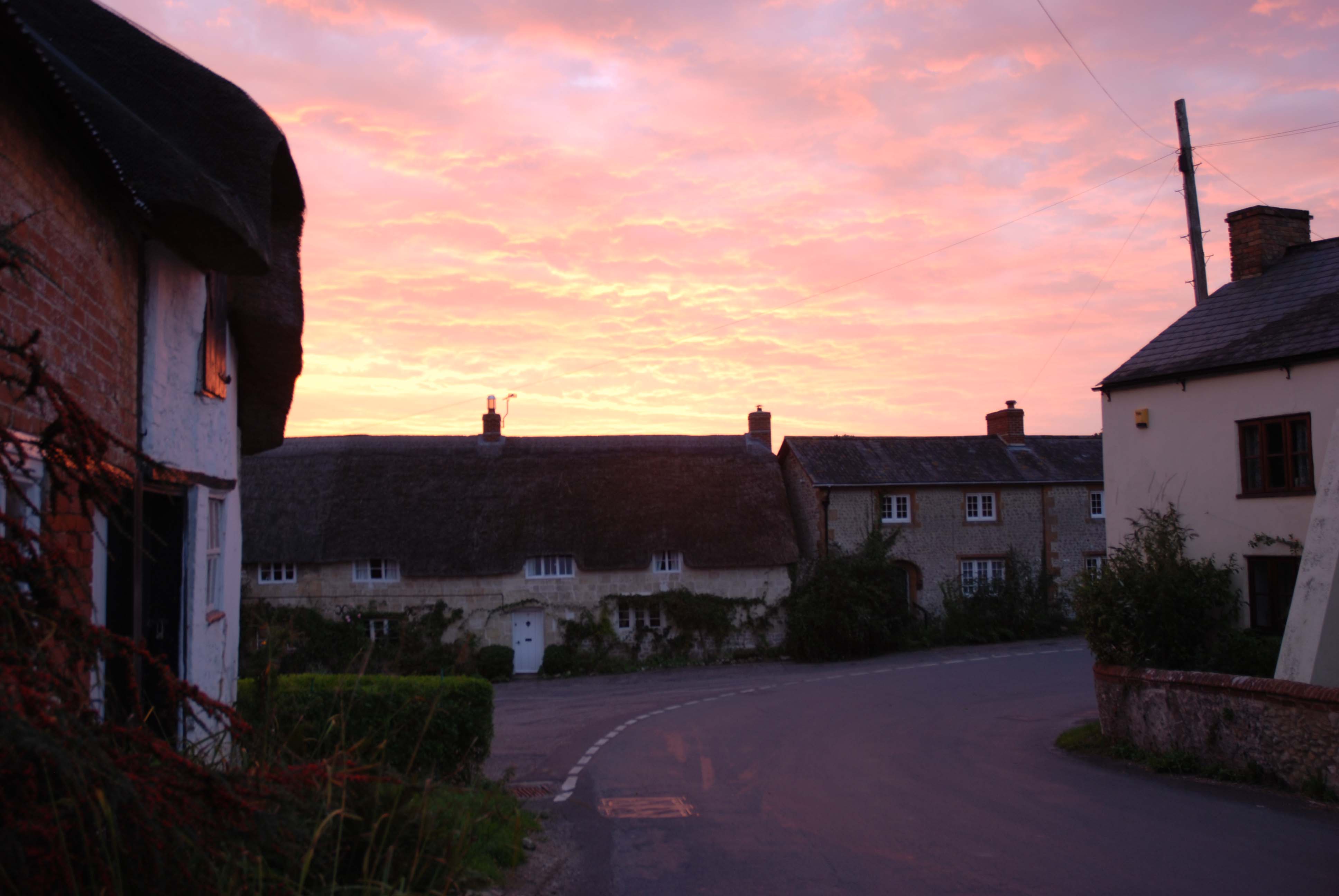 Sunset in a pretty Dorset village