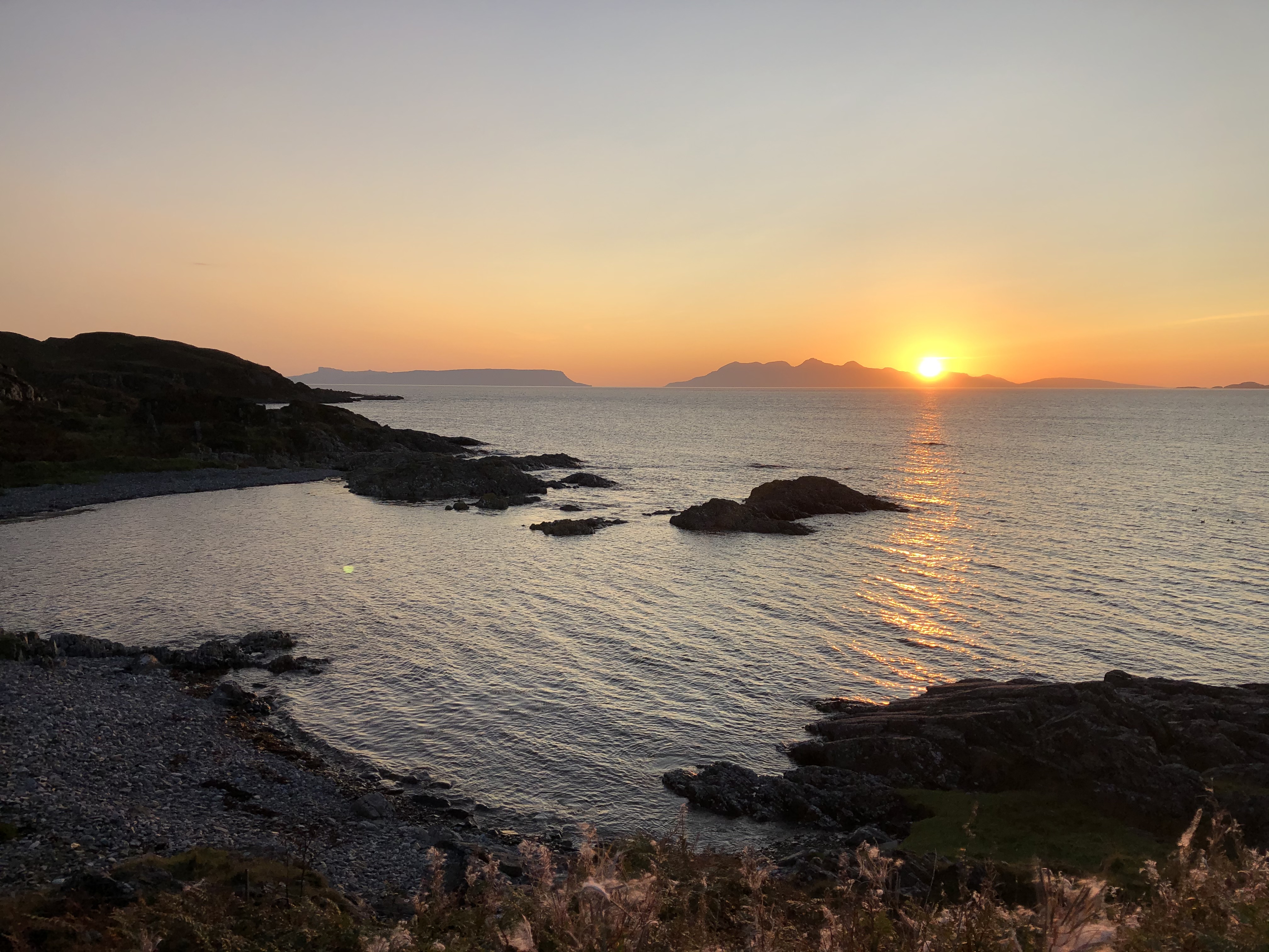 Sunset over Eigg and Rum with Skye to the right - from our hotel