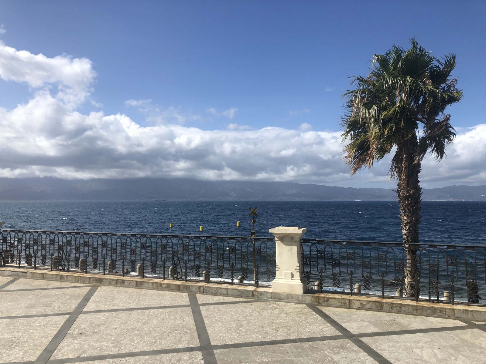 Sicily seen across the Straight of Messina at the end of the ride