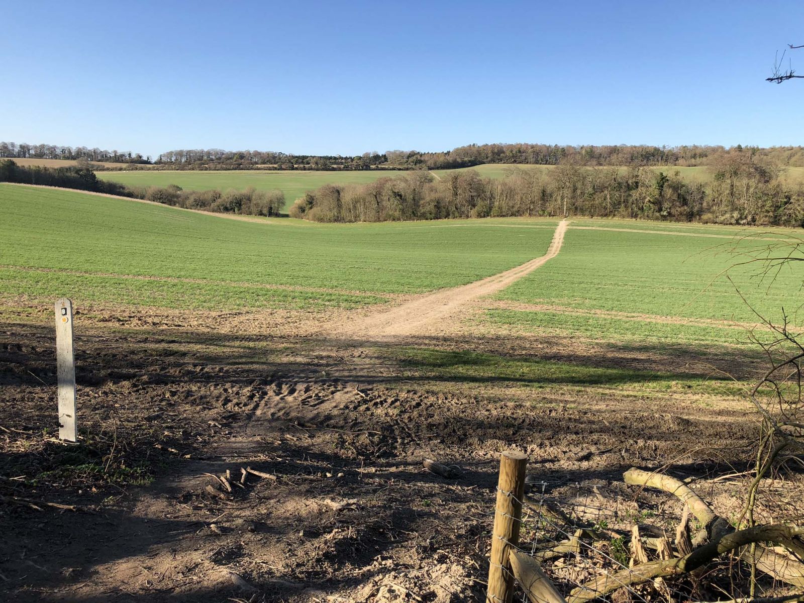 Crossing farmland near Nuffield