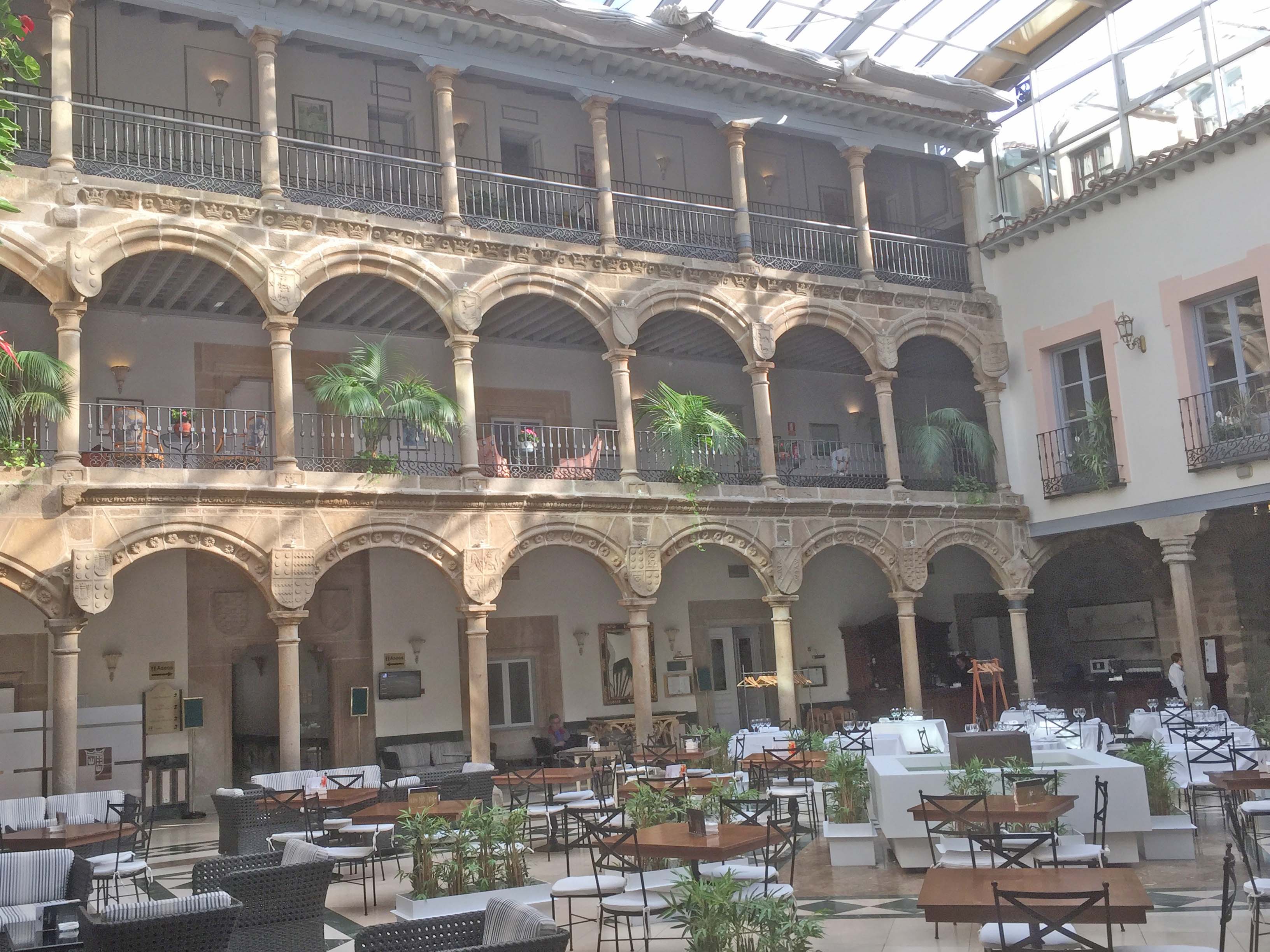 The inside of one of our hotels. Not a bad setting for breakfast.